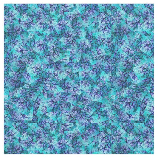 Aqua Blue Jacaranda Tree Abstract Design, Stoff (Nahaufnahme)