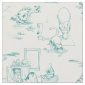 Aqua Blue Kitty Cat Badezimmer Toile Stoff (Nahaufnahme)
