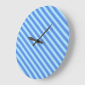 Aqua Blue Knit Crochet Stripe Texture Pattern Große Wanduhr (Winkel)