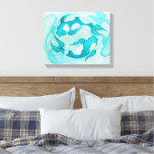Aqua Blue Koi Carp Entspannen Zen Malerei Leinwanddruck (Insitu (Schlafzimmer))