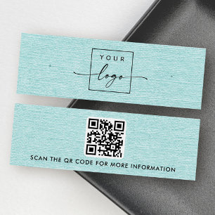 Aqua-Blue-Leinen-Logo QR-Ohrring-Display-Karte