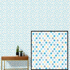 Aqua Blue Lemon Yellow Stars Tapete