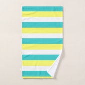 Aqua Blue, Lemon Yellow und White Stripes Badhandtuch Set (Handtuch)