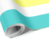 Aqua Blue, Lemon Yellow und White Stripes Geschenkpapier (Rolleneckpunkt)
