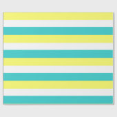 Aqua Blue, Lemon Yellow und White Stripes Geschenkpapier (Flach)