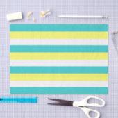 Aqua Blue, Lemon Yellow und White Stripes Seidenpapier (Handwerk)