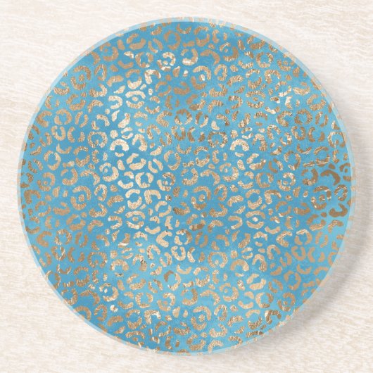 Aqua Blue Leopard Getränkeuntersetzer (Vorne)