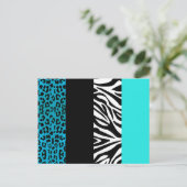 Aqua Blue Leopard und Zebra Animal Print Postkarte (Stehend Vorderseite)