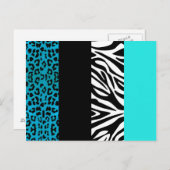 Aqua Blue Leopard und Zebra Animal Print Postkarte (Vorne/Hinten)
