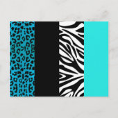 Aqua Blue Leopard und Zebra Animal Print Postkarte (Vorderseite)