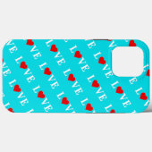 Aqua Blue LIEBE Case-Mate iPhone Hülle (Rückseite (Horizontal))