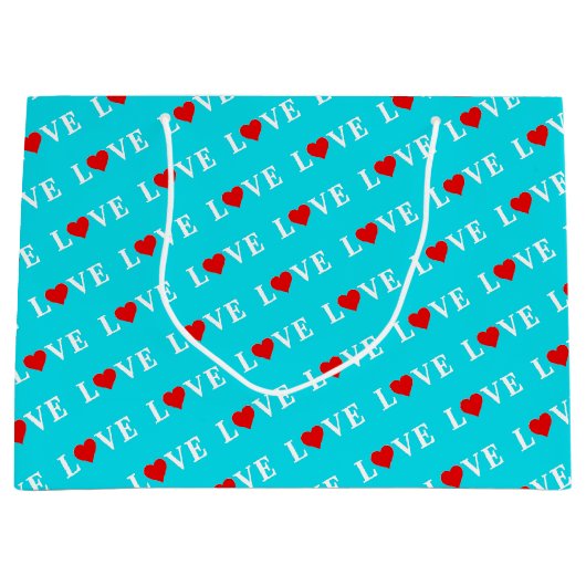Aqua Blue LIEBE Große Geschenktüte (Vorderseite)