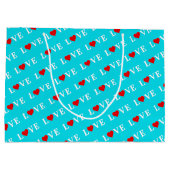 Aqua Blue LIEBE Große Geschenktüte (Rückseite)