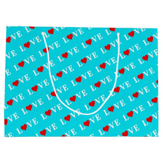 Aqua Blue LIEBE Große Geschenktüte (Rückseite)