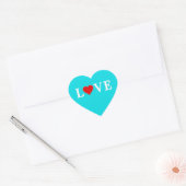 Aqua Blue LIEBE Herz Herz-Aufkleber (Umschlag)