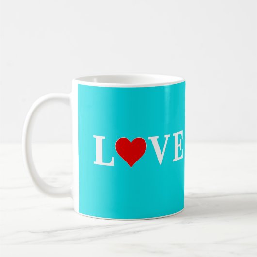 Aqua Blue LIEBE Herz Kaffeetasse (Links)