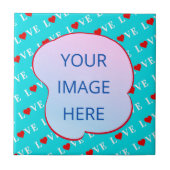 Aqua Blue LIEBE Moderner Chic Fliese (Vorderseite)