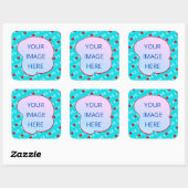 Aqua Blue LIEBE Moderner Chic Quadratischer Aufkleber (Blatt)