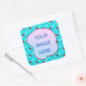 Aqua Blue LIEBE Moderner Chic Quadratischer Aufkleber (Umschlag)