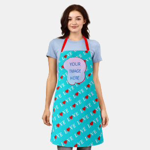 Aqua Blue LIEBE Moderner Chic Schürze
