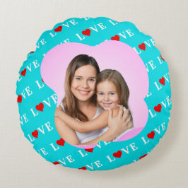 Aqua Blue LIEBE Rundes Kissen