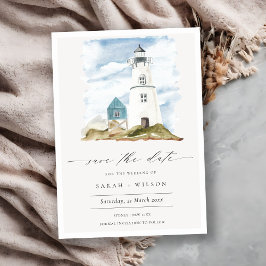 Aqua Blue Lighthouse Save the Date einladen Dankeskarte