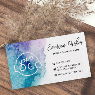 Aqua Blue lila Aquarell Logo minimalistisch Visitenkarte