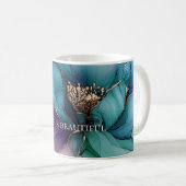 Aqua Blue Lila Gold Floral Kaffeetasse (VorderseiteRechts)