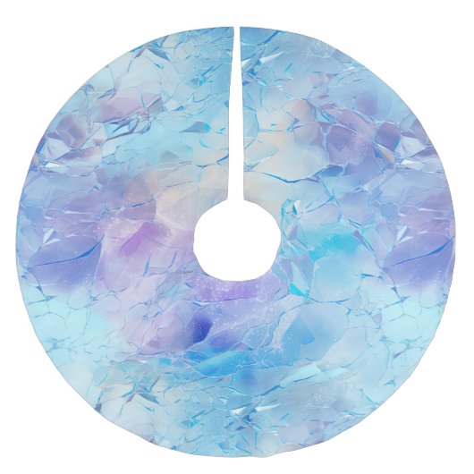 Aqua Blue Lila Ice Schnee Weihnachten Polyester Weihnachtsbaumdecke (Vorderseite)