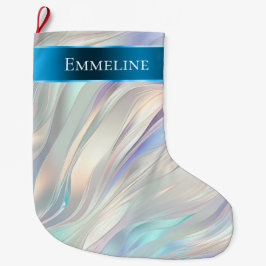 Aqua Blue Lila Pearl White Christmas Großer Weihnachtsstrumpf