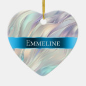 Aqua Blue Lila Pearl White Christmas Keramik Ornament (Vorne)