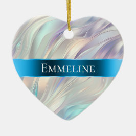 Aqua Blue Lila Pearl White Christmas Keramik Ornament