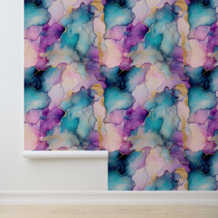 Aqua Blue Lila Pink Mermaid Tapete