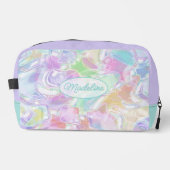 Aqua Blue Lime Green Pink Lila Art Muster Waschbeutel (Vorderseite)