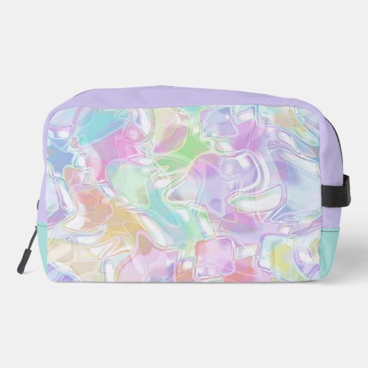 Aqua Blue Lime Green Pink Lila Art Muster Waschbeutel (Rückseite)