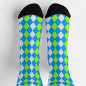 AQUA BLUE & LIME GREEN Raute Muster Socken (Oben)