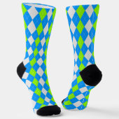 AQUA BLUE & LIME GREEN Raute Muster Socken (Gewinkelt)