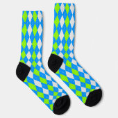 AQUA BLUE & LIME GREEN Raute Muster Socken (Rechts)