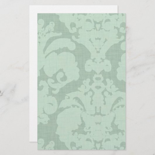 Aqua Blue Linen Damask Briefpapier (Vorne/Hinten)