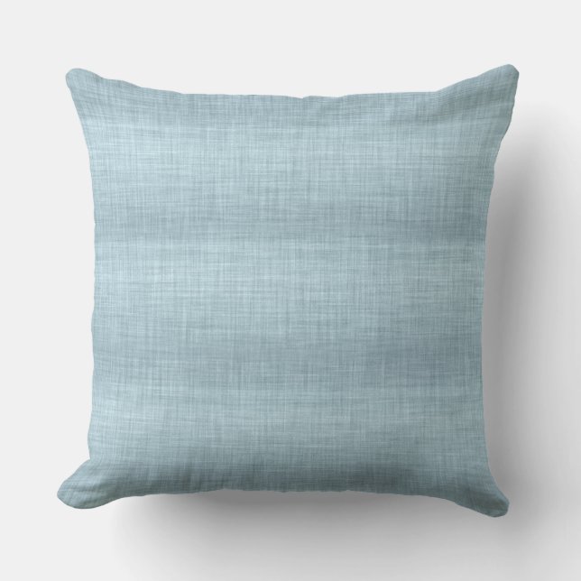 Aqua Blue Linen Texture Throw Kissen (Vorderseite)