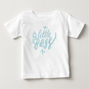 Aqua Blue Little Boss Kalligrafie mit Krone Baby T-shirt