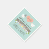 Aqua Blue Love Birds Dove Wedding Serviette (Ecke)
