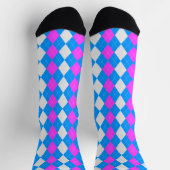 AQUA BLUE & MAGENTA PINK Raute Muster Socken (Oben)