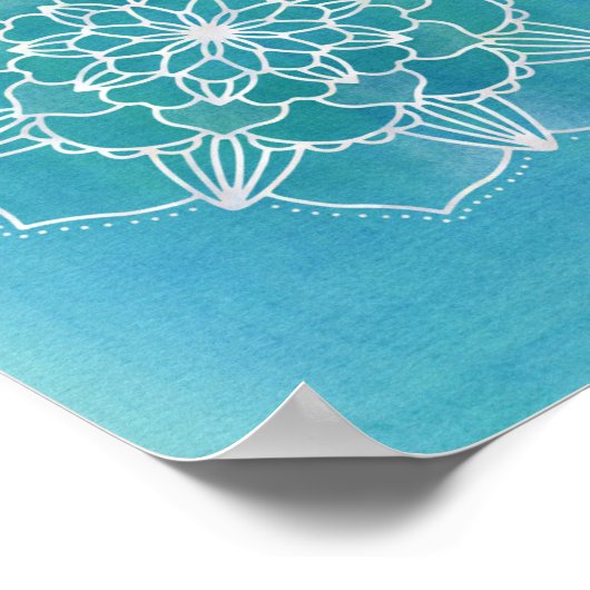 Aqua Blue Mandala Blume Geometric Circle Art Poster (Ecke)