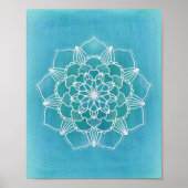 Aqua Blue Mandala Blume Geometric Circle Art Poster (Vorne)