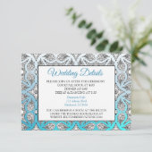 Aqua Blue Mandala Wedding Details Card Begleitkarte (Stehend Vorderseite)