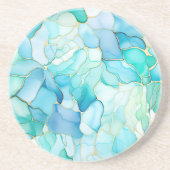 Aqua Blue Marble Abstrakt Getränkeuntersetzer (Vorne)