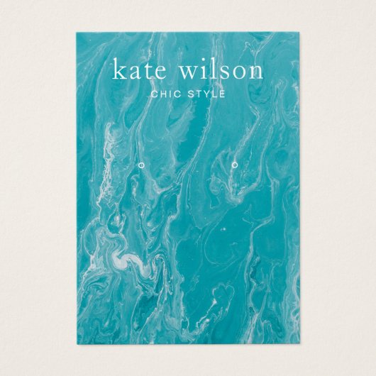 Aqua Blue Marble Earring Display Card (Vorderseite)