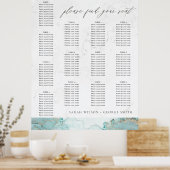 AQUA BLUE MARBLE GOLD AGATE WEDING SITZENCHART POSTER (Küche)