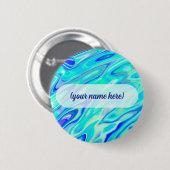 Aqua Blue Marble Textur Abstrakt Flüssig Muster Button (Vorne & Hinten)